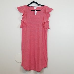 J Crew Striped Red White Tunic Dress NWT